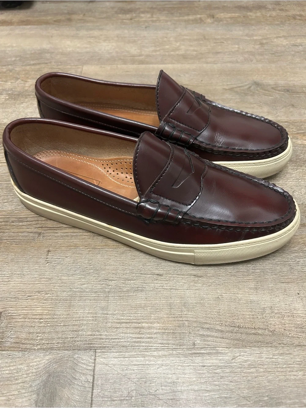 Oakstreet Boot Makers Men's Size 11 D Burgundy Beefroll Leather Penny Loafers